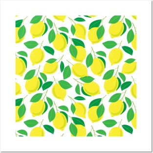 Lemons and leaves pattern Posters and Art